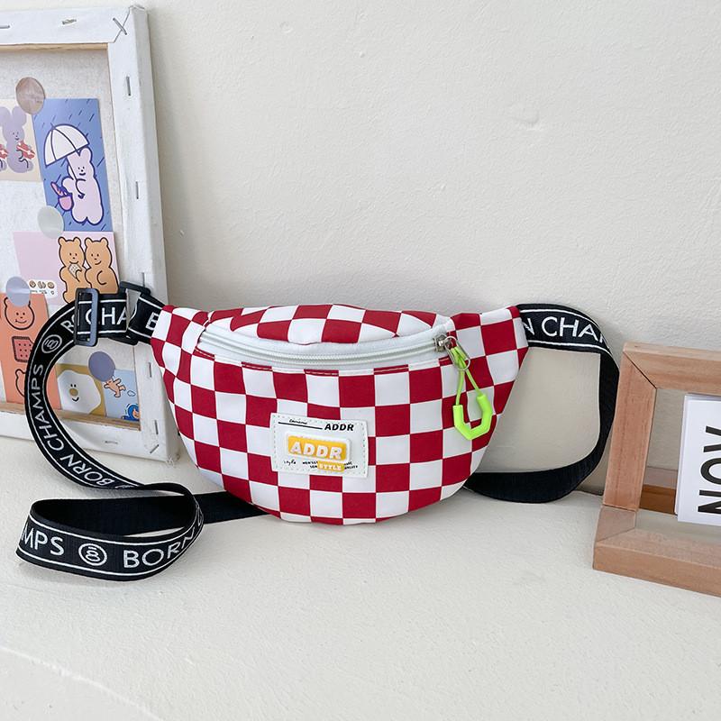 Trendy Modern Cool Boys Chest Bag Stylish Kids Waist Bag Checkered Small Crossbody