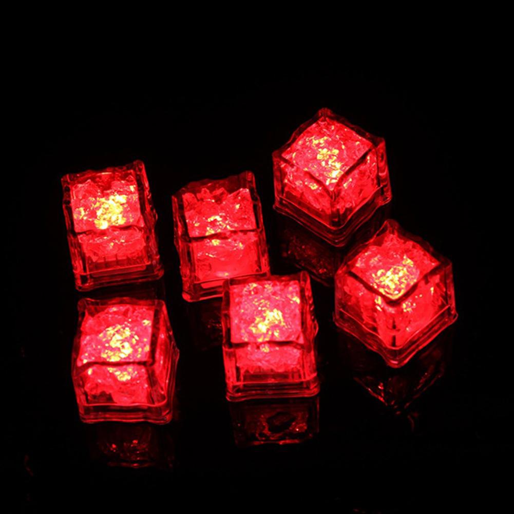 LED Ice Cubes Shape Glowing in Water Light Party Ball Luminous Flash Light Wedding Festival Bar Wine Glass Decoration 12PCS