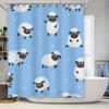 Adorable Sheep Pattern Shower Curtain Light Blue Background with White Clouds Design Perfect for Bathroom Decor Kids Bathrooms.