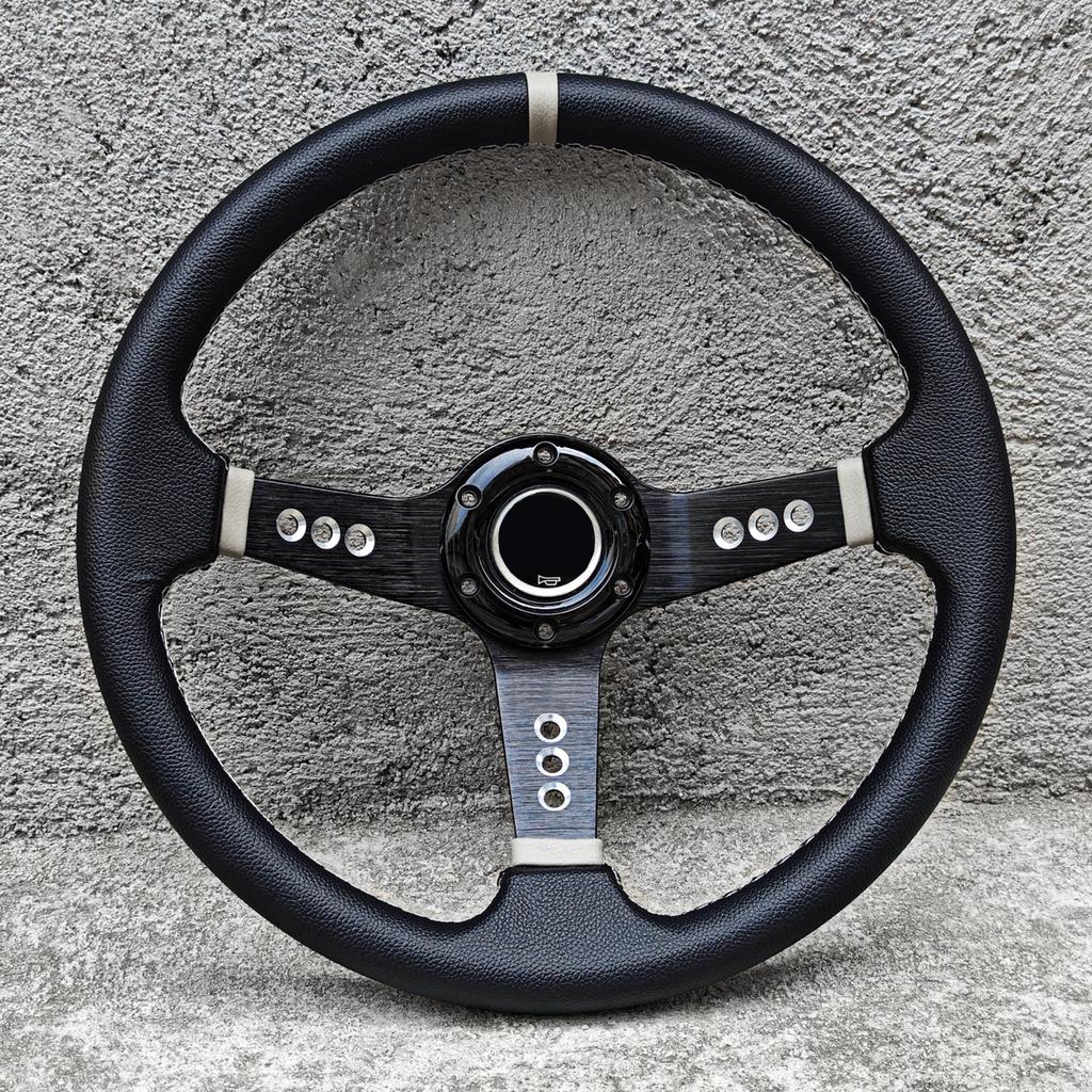 JDM Universal 14inch PVC Leather Steering Wheel Deep Dish Racing Sports Gaming Steering Wheel