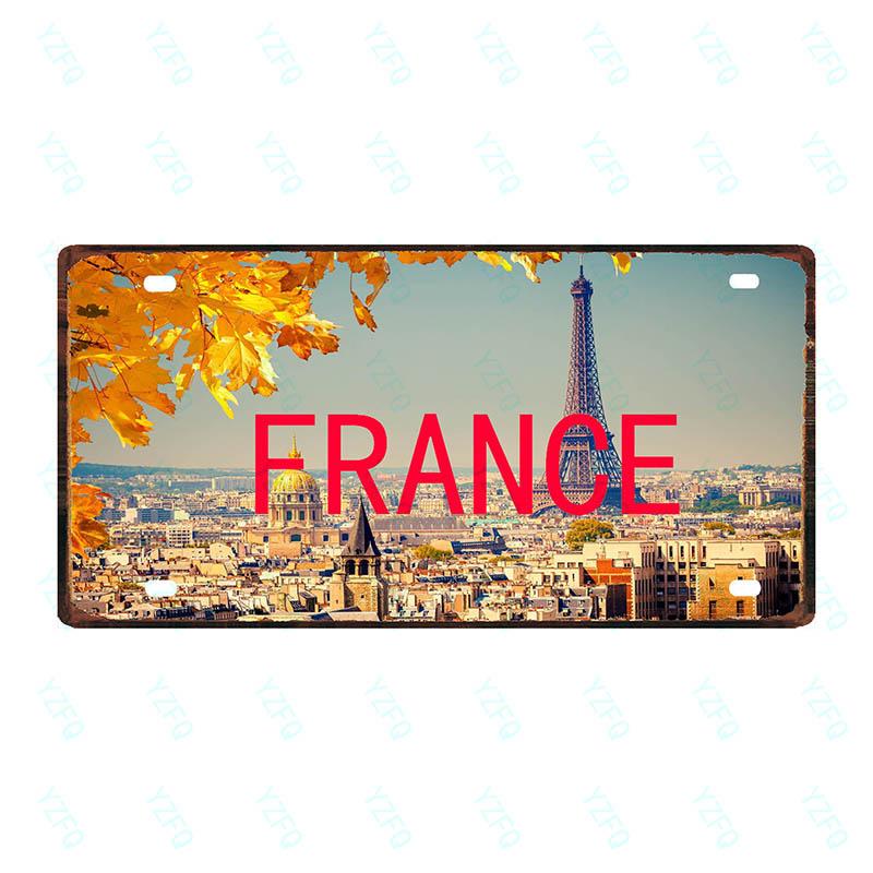 Spain Thailand France Chile City Metal Sign Tin PlateTravel Souvenir Vintage Poster Bar Wall Shop Home Decor 6x12 Inch DC-0109B