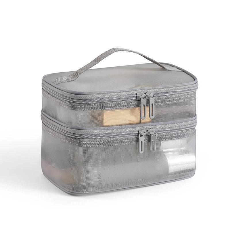 Portable Transparent Mesh Travel Toiletry Bag Large Capacity Visible Easy Access Storage Pouch for Weekend Getaway