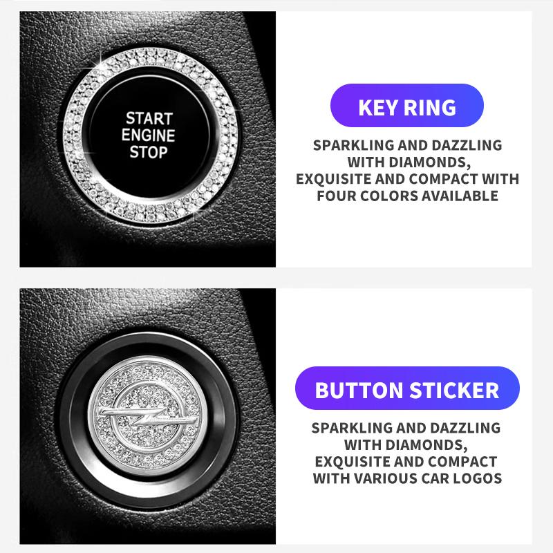 AAGY1 Car One-Click Start Stop Engine Crystal Rhinestone Metal Decor Cover For Opel Opc Astra K Vivaro Corsa Zafira Insignia Mokka