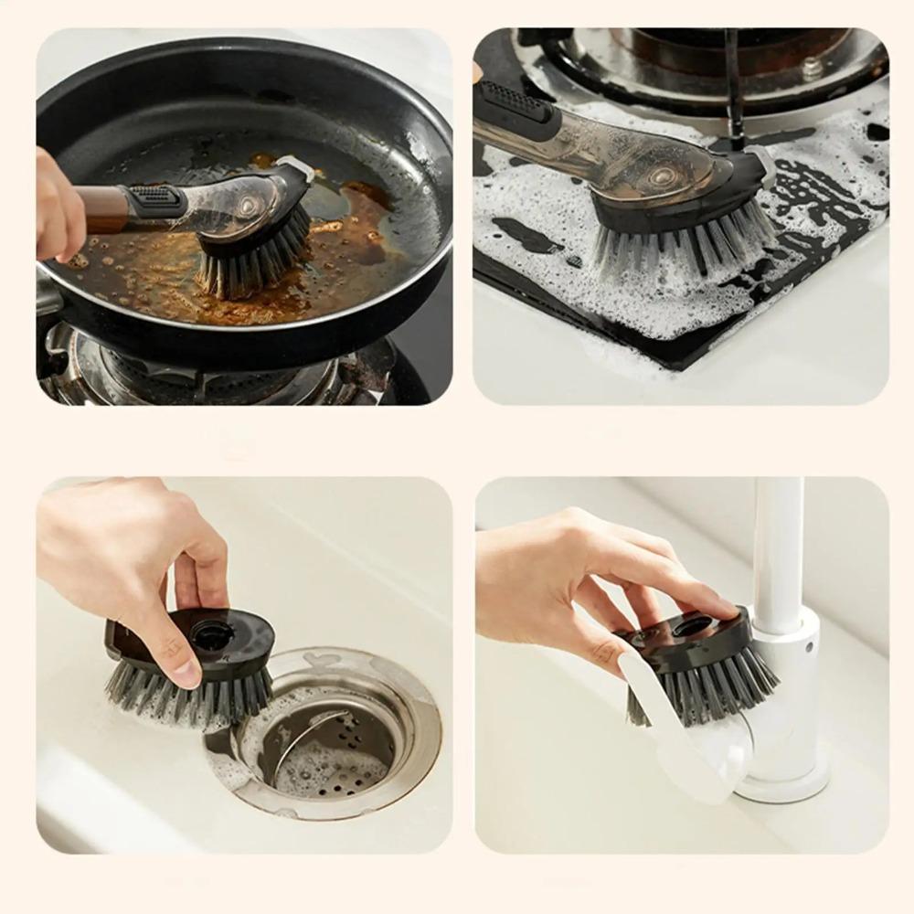 Replacement Head Pot Cleaning Brush Long Handle Kitchen Cleaning Brush Pot Scrubber  Sink