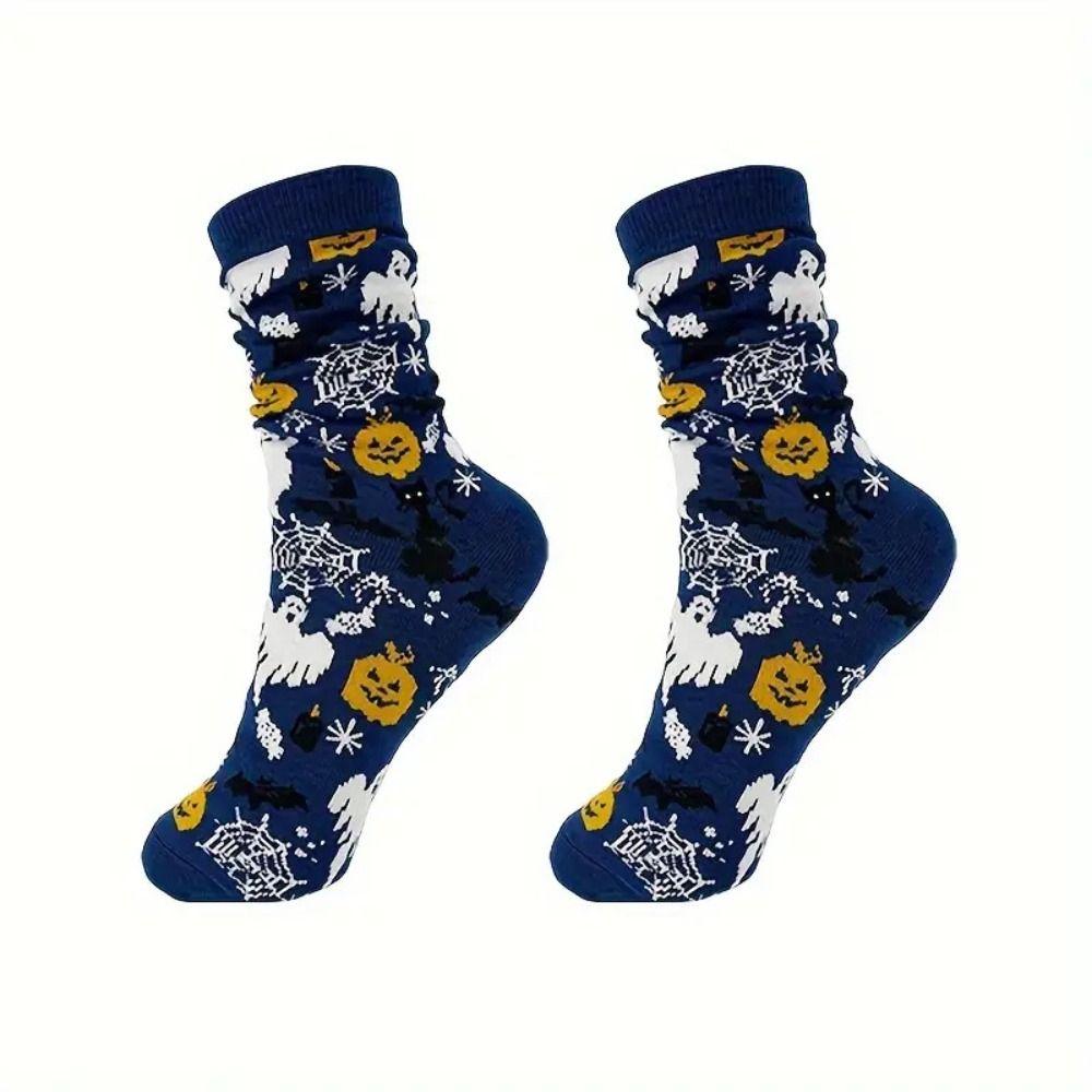 4Pairs Women Men Pumpkin Tube Sock Bat Mid-Calf Sock Fashion Ghost Socks  Couples
