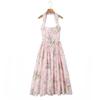House fairy temperament fashion high sense French halter strap split fork medium and long suspender dress