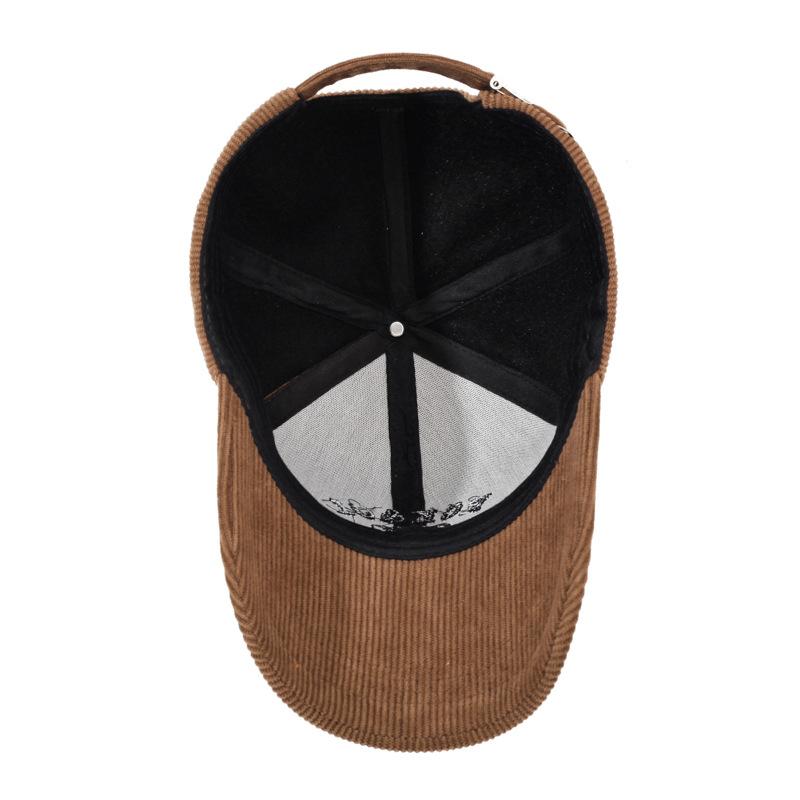 Autumn Winter Women Corduroy Solid Color Baseball Cap Men Outdoor Letter Embroidery Warm Cap