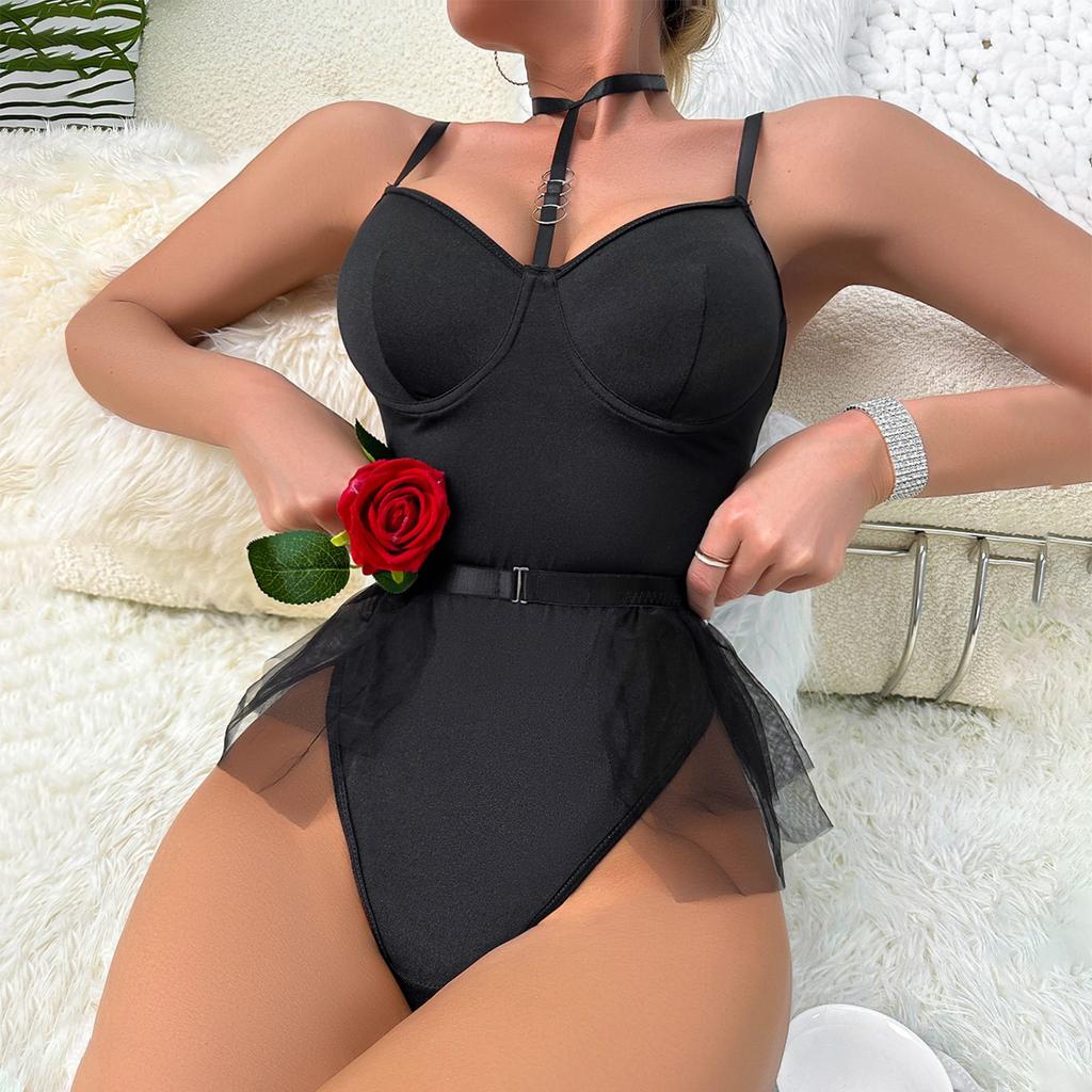 Women's Sexy, Beautiful Embroidery, Printed Mesh, Fun Underwear Set