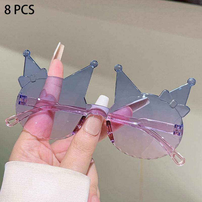 1/8 Pcs Rimless Kitten Shaped Sunglasses for Girls New Gradient Multi-color Decor Sun Glasses Cute Candy Color Kids Shades