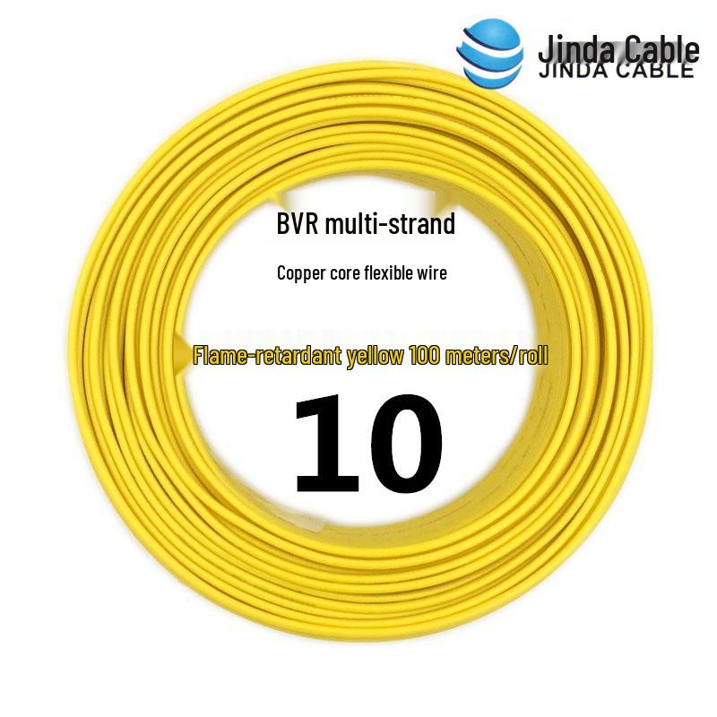 Jinda BVR Flame Retardant Single Core Multi-Strand Copper Wire 10/16/25mm² - Home & Industrial Use.