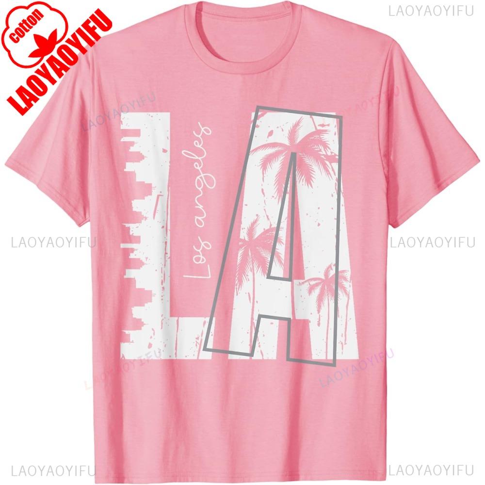 Los Angeles TShirt Cities and Palm Trees Creative Silhouette Tshirt Fashionable Street Wear Shirt Men Women Cotton Tee Tops