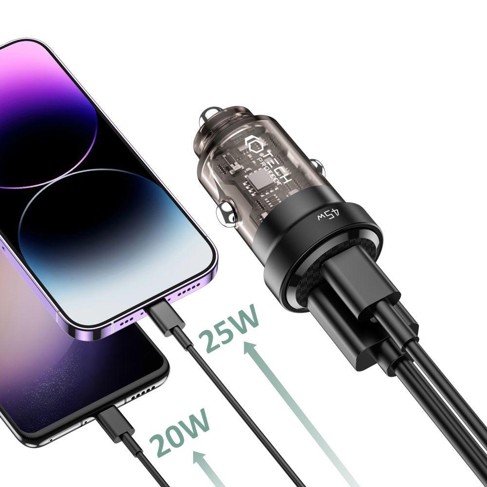 Tech-Protect Cc45W 2-Port Car Charger Pd45W/Qc3.0 Black