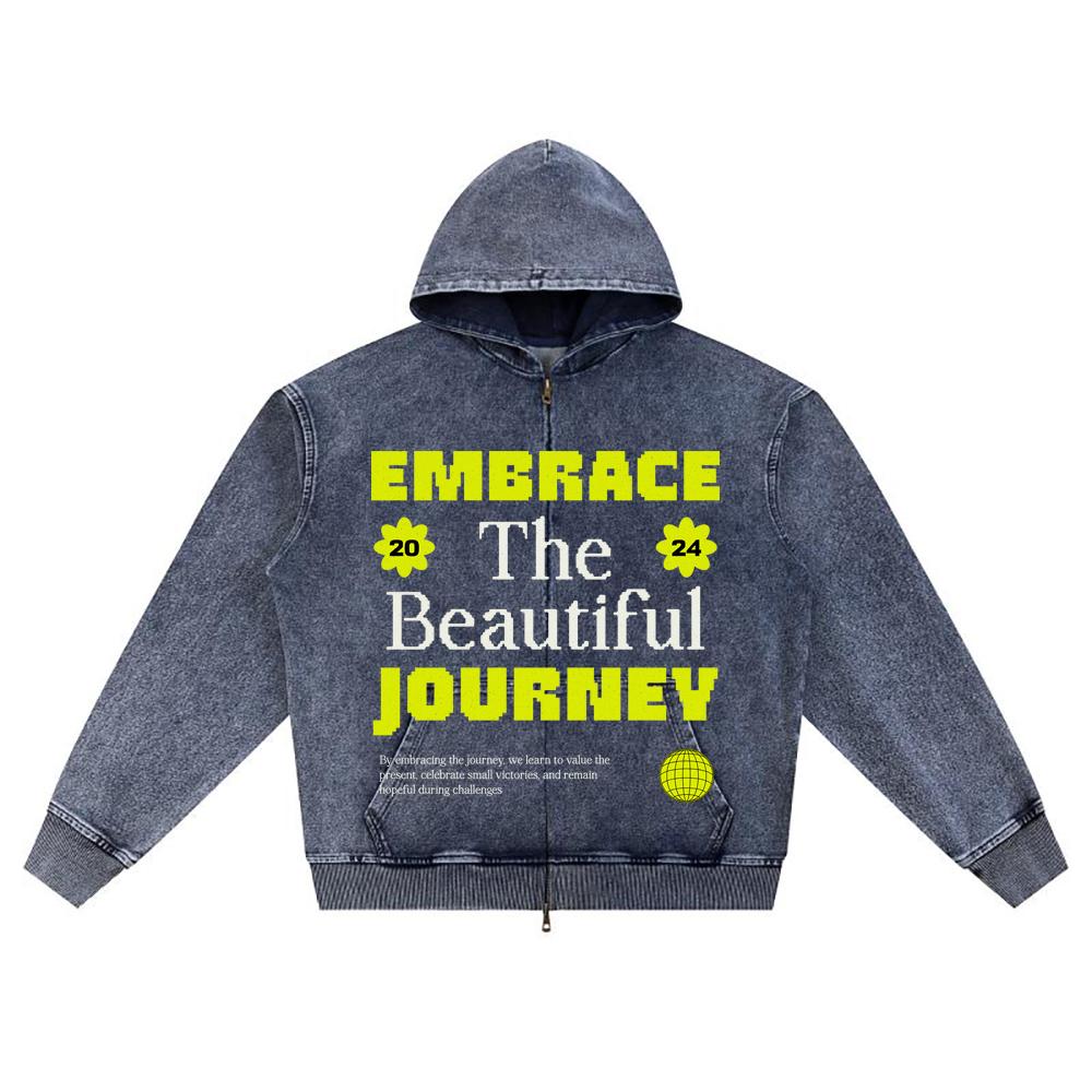 

Худи из вязаного денима на молнии с принтом DTG, уличная одежда, худи на молнии с принтом Brother XL темно-синий