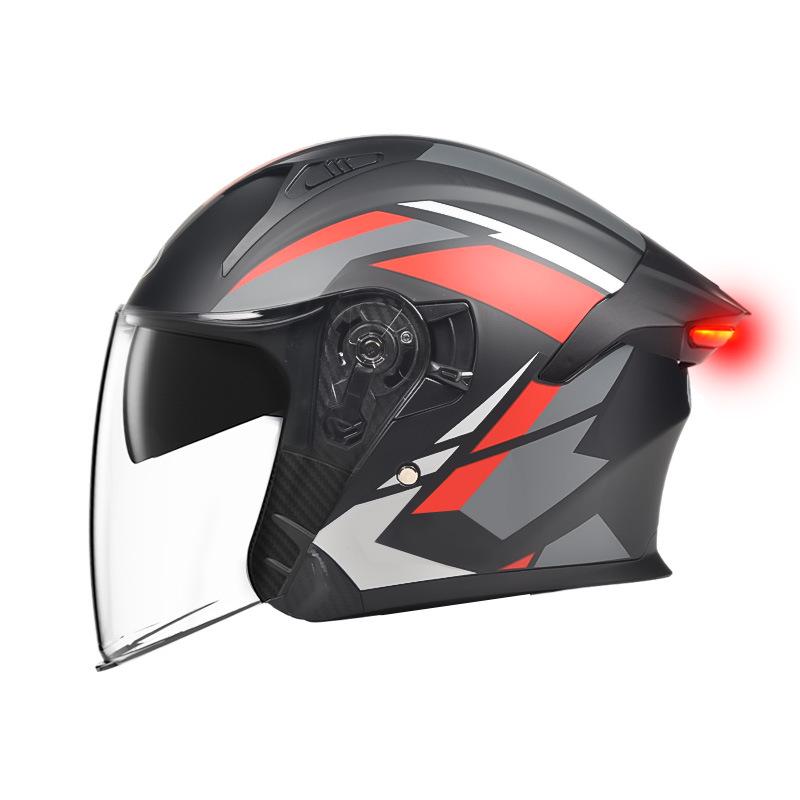 Unisex Smart LED Motorcycle Helmet with Long Battery Life, Suitable for All Seasons - Three-Quarter Design