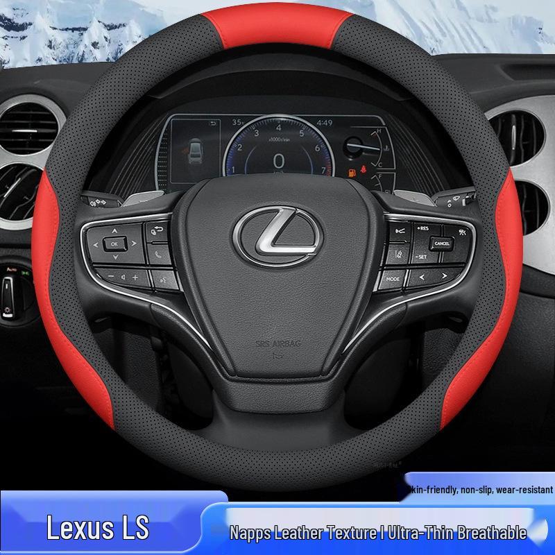 Lexus LS 2023/2024 Genuine Leather Steering Wheel Cover - Four Seasons, No-Sew, Anti-Slip Grip.
