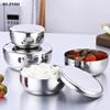 Stainless Steel Bowl Korean Big Cooked Rice Bowl With Cover Single Layer Steamed Rice Bowl Child Anti-Scalding/fall Tableware