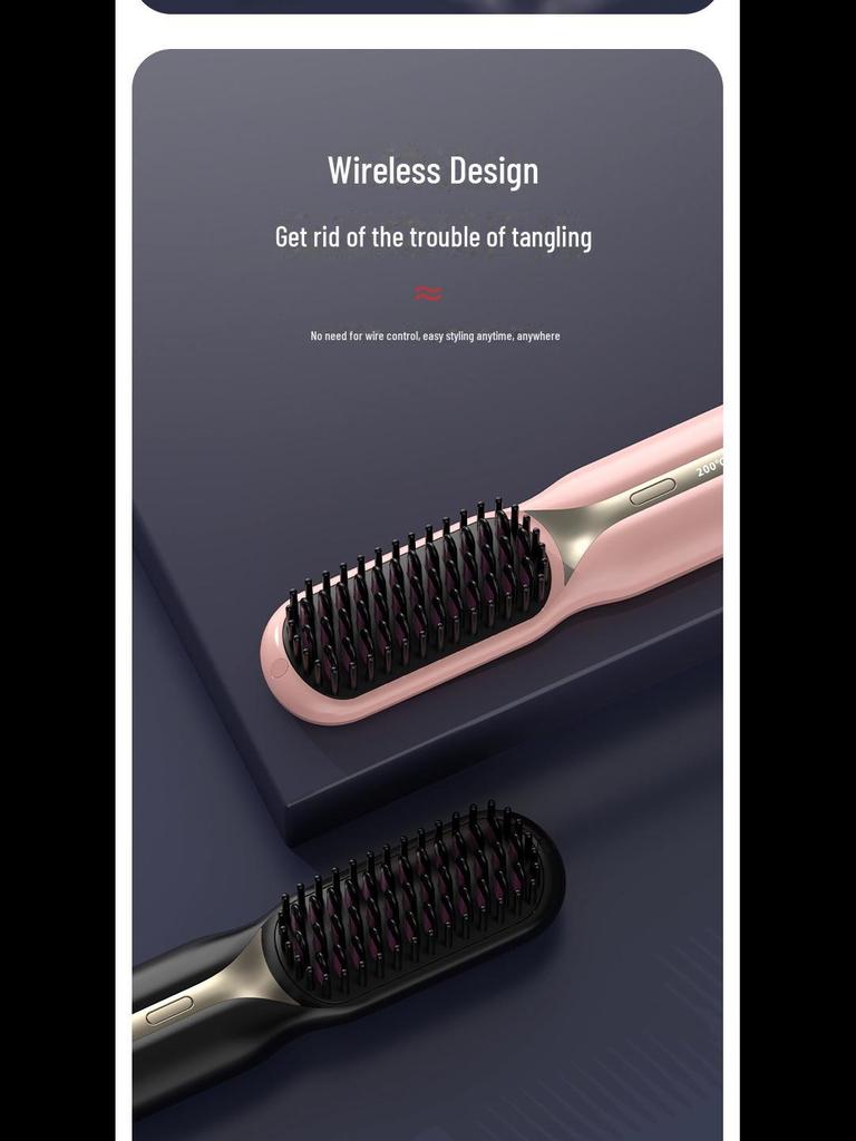 Piastra per capelli portatile wireless a doppio uso con ioni negativi, sicura per i capelli, per lisciare e arricciare, facile da caricare.
