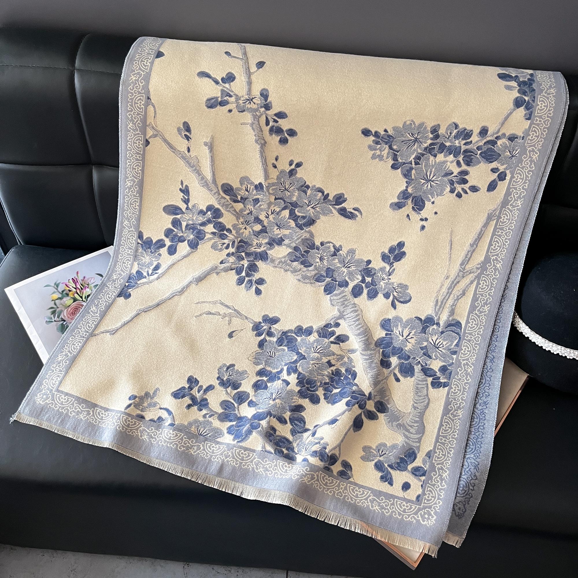 

Women S Winter Fashion Shawl Scarf – Faux Cashmere, Flower Print, Thick Pashmina-Style Wrap & Poncho Echarpe