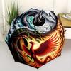 Yin Yang Dragon Phoenix Circular Art PrintUmbrella, Portable 3-Fold Compact Umbrella for Men & Women Gift