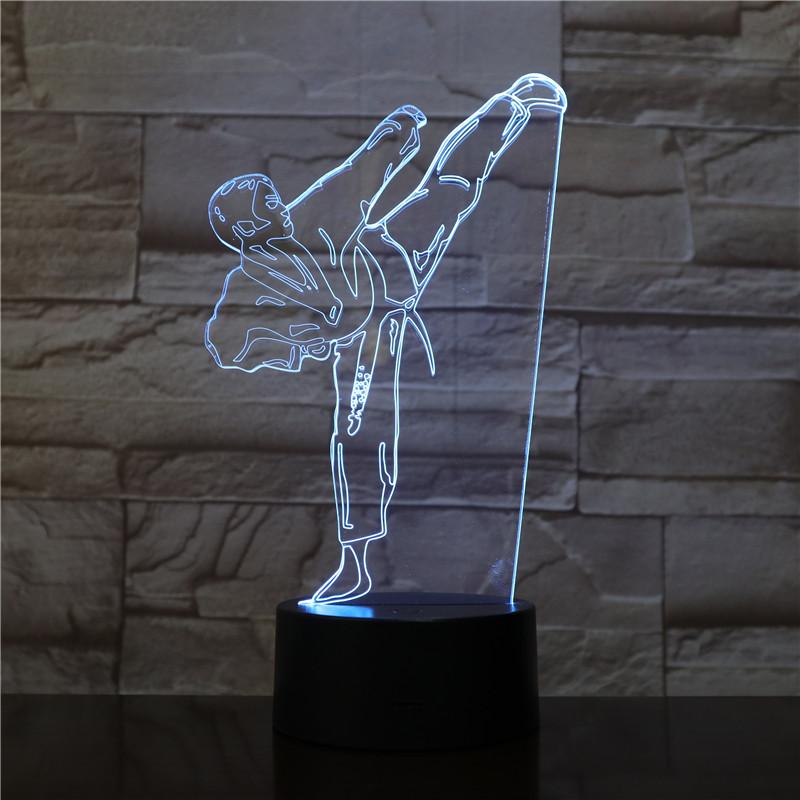 Sports Souvenir Table Lamp USB Taekwondo Bedroom Lighting Decoration Children's Gift Color Small Night Light Creative 3D LED Lig
