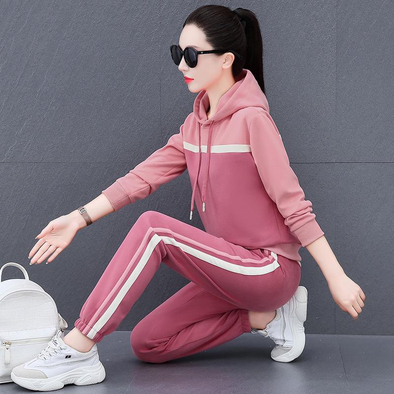 Trendy Women's Two-Piece Casual Suit: Spring/Autumn Hoodie & Long Pants Set