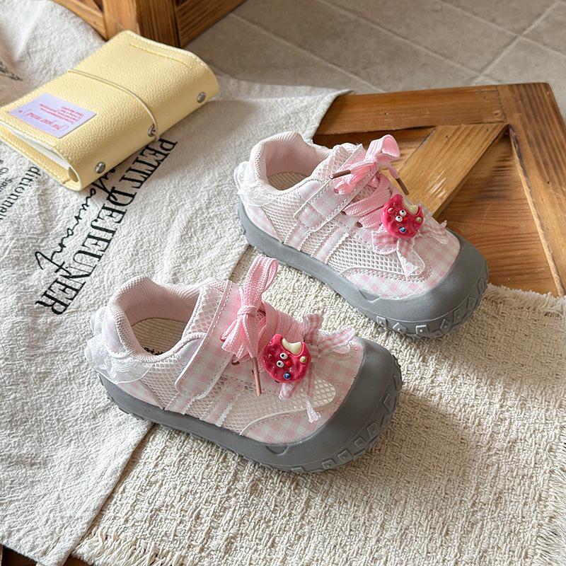 2026 Breathable Cartoon Girls Skate Shoes - Spring/Summer Mesh Casual Sports Shoes for Kids 22 розовый