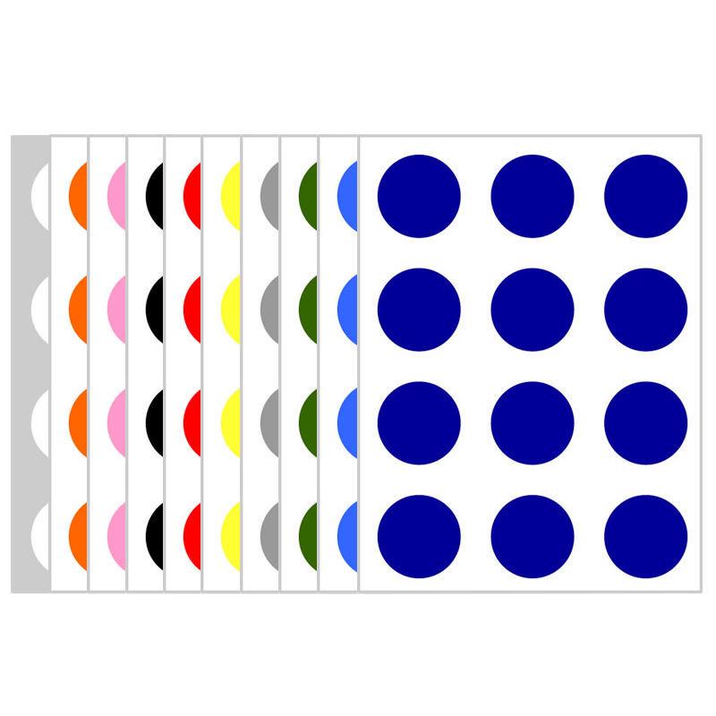 10 Colors Mixed Polka Dot Round Label Stickers: Small & Large, Red, Yellow, Blue, Green, Pink, White, Black, Orange