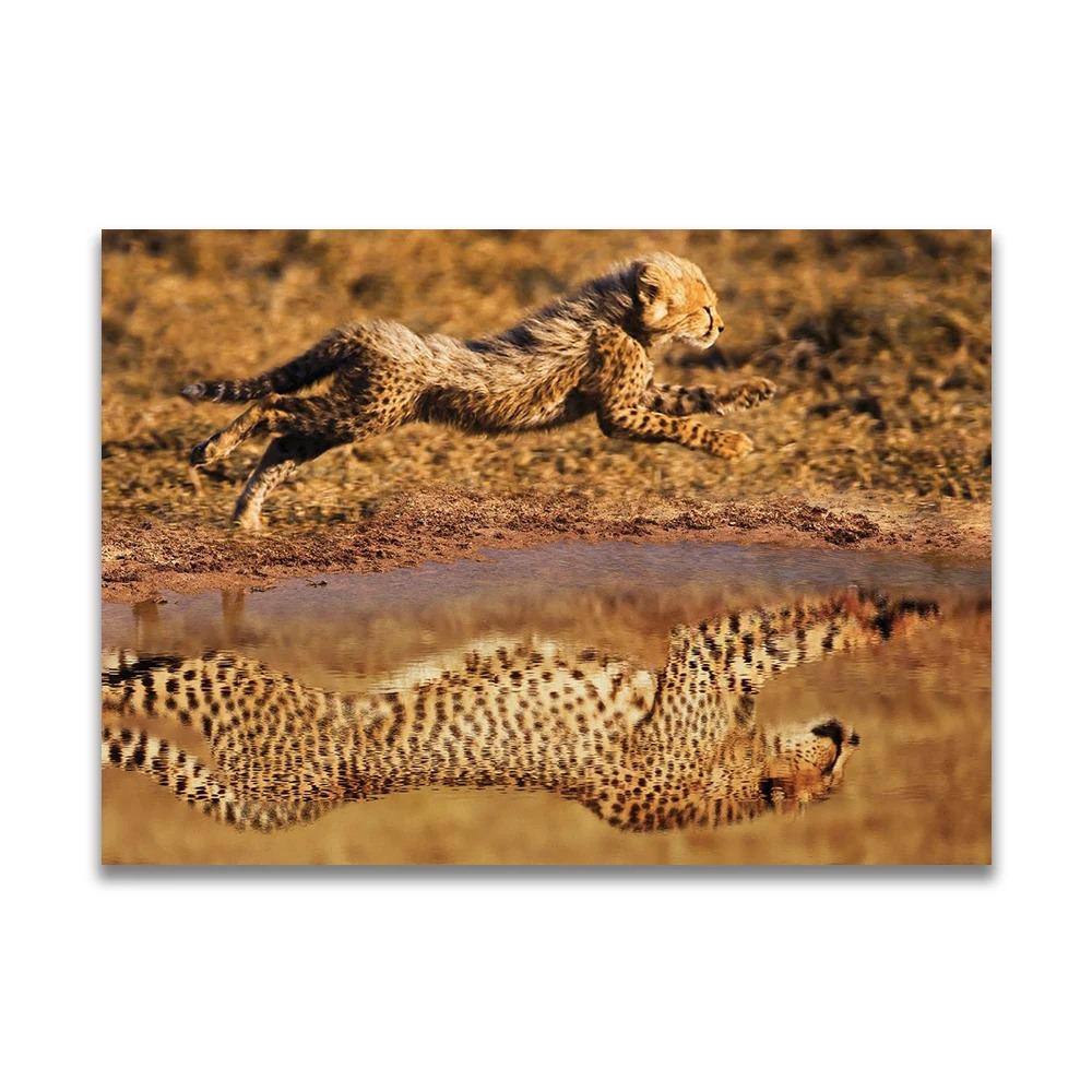 1pc frameless Canvas MINDSET IS EVERYTHING Motivational Poster Lion Tiger Wolf Animal Wall Art Canvas Print fo