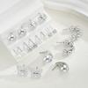 9 Pairs Bohemian Butterfly Earring Set for Women Silver Color Pearl Zircon Geometric Water Drop Earrings Daily Wear Jewelry Gift