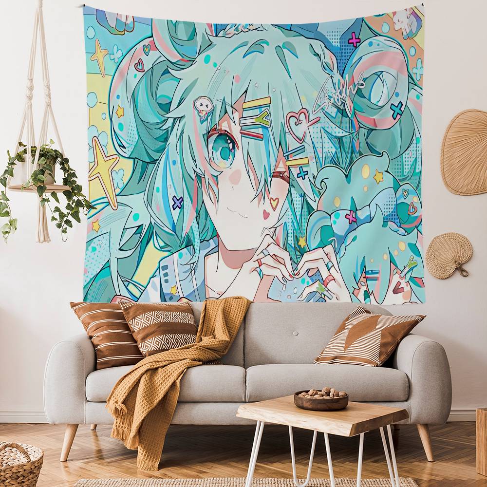 Music Characters MMiku Hanging Bohemian Tapestry Indian Buddha Wall Decoration Witchcraft Bohemian Hippie Cheap Hippie Wall