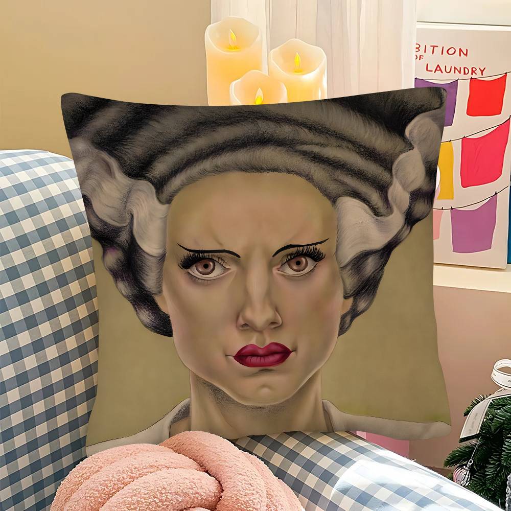 Horror Frankenstein Monsters Movie Character  Pillow Case Square Pillow Bedroom Sofa Leisure Car Living Room Home Decoration