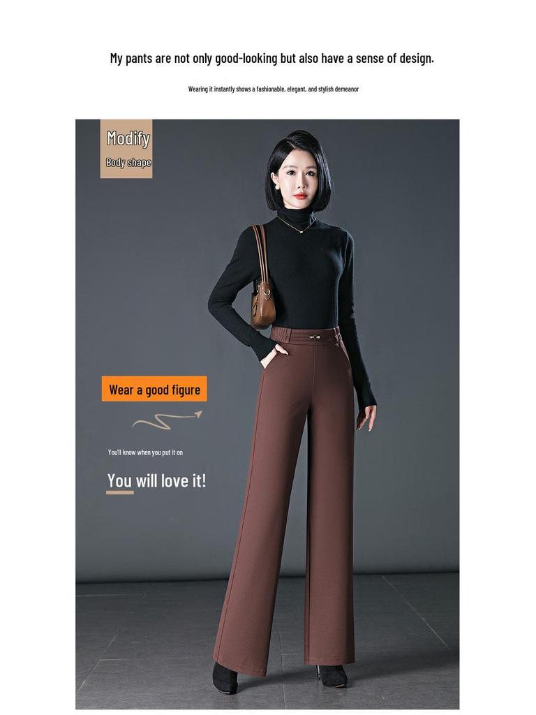 Pantalon de costume large taille haute pour femme - Grande taille, Coupe ample, Idéal pour le printemps et l'automne