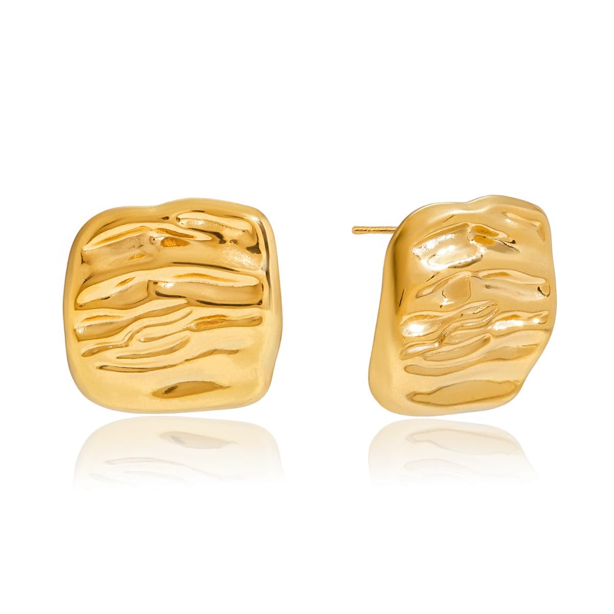 

Yori Fashion Серьги-гвоздики из нержавеющей стали с молотковым покрытием, плиссированные, геометрической формы, квадратные, для женщин, элегантные, шикарные, привлекательные, ювелирный подарок