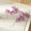 Purple Flowers Mesh Long Tassel Earrings for Women Sweet Temperament Crystal Drop Dangle Earring Party Wedding Jewelry Wholesale