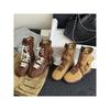 Sheepskin Version Retro Versatile Leather Boxing Boots Women's Short Boots Strap Side Zipper Outer Wear Mountaineering Training Martin Boots
