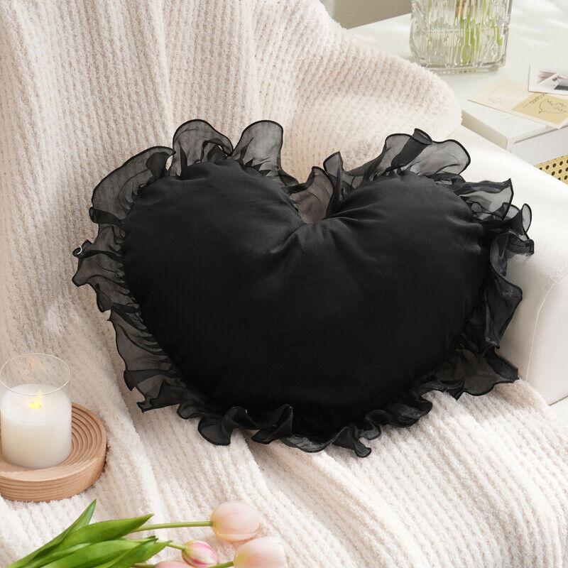 1PC Heart Pillowcase Cushion Soft Velvet/lace Pillow Cover Decorative Girl Princess Room Decoration Sofa Living Room for Love