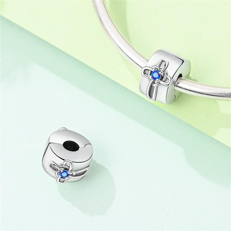 925 Silver Cross Safety Buckle Charms Beads For Women Fit Bracelet DIY Birthday Party Jewelry Gifts