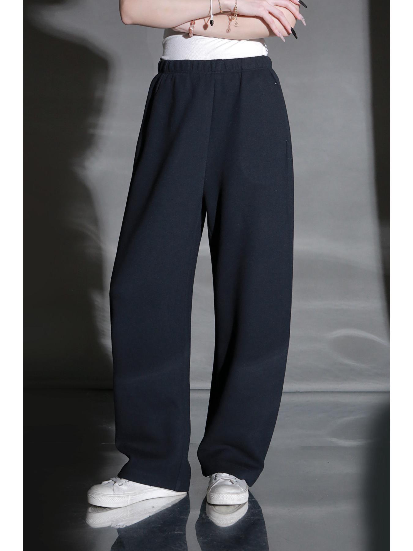 

Versatile Women s Autumn/Winter Banana Leg Loose Casual Pants - New Mixed Fiber Long Design Extra Large темно-синий