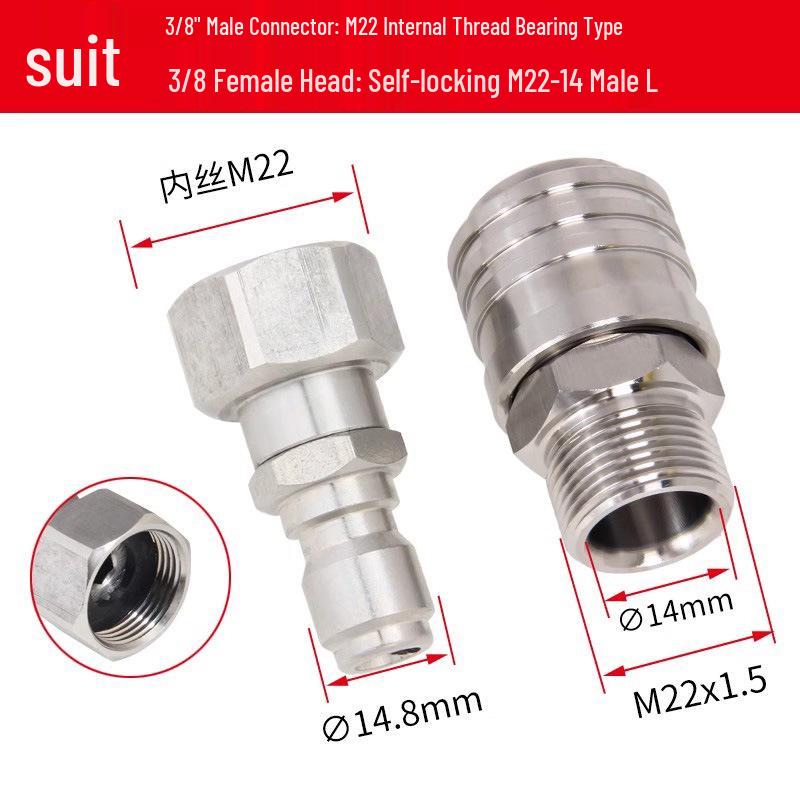 High-Pressure Copper Quick-Connect Water Hose Adapter for Car Washers