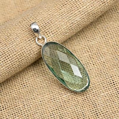 Incroyable améthyste verte, bijoux faits à la main, pendentif en argent Sterling 925 pour femmes
