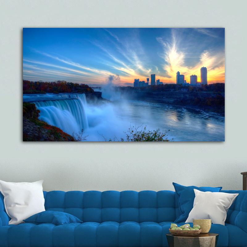 ARTE AFFIDABILE Poster e stampe Cascate del Niagara Pittura su tela Paesaggio Poster Decorazioni per la casa Immagini di arte della parete per soggiorno Senza cornice