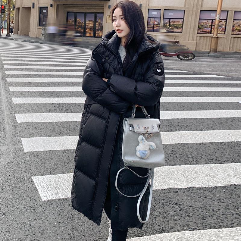 New Thick Hooded Cotton-padded Jacket Winter Art Test Women's Extended Over-the-knee Cotton-padded Coat Warm Coat