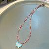 Fashionable Sweet Beads Necklace Short Choker Y2K Colorful Jewelry Pendant Necklace Rice Beads Material for Women Girls