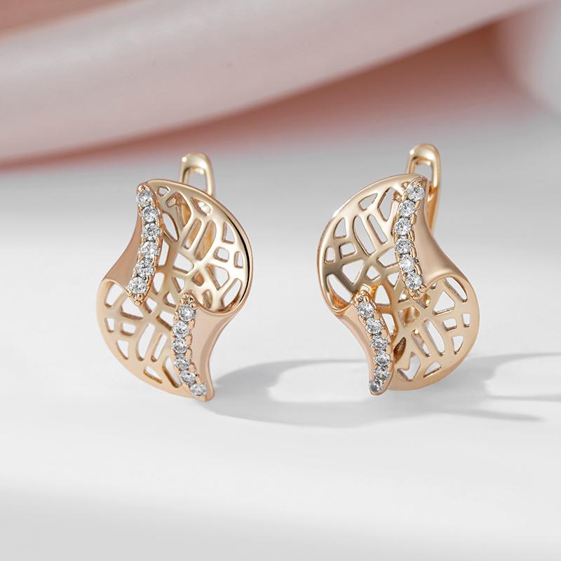 Kinel weiße natürliche Zirkon-Waben-Tropfenohrringe für Frauen, roségoldene Farbe, Luxus-Design, Schmuck, Partygeschenke