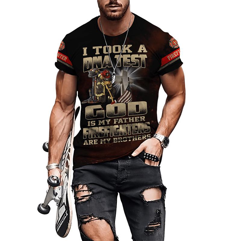 Firefighter Graphic 3D Print Pánská trička pro muže Oblečení Oversized TričkaLéto Neformální Topy s krátkým rukávem Osobnost