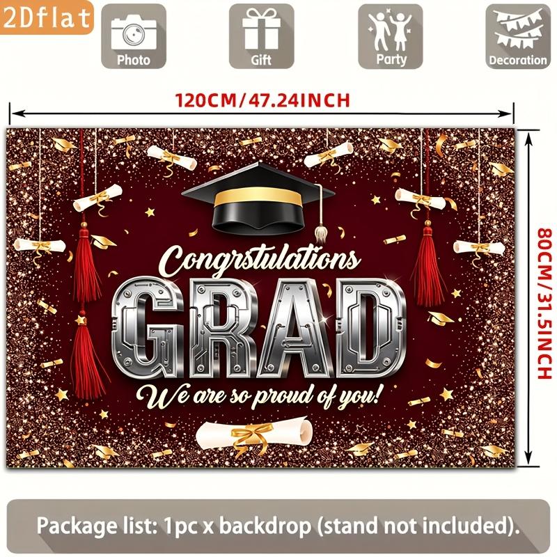 2D Plane Wine-red Metallic Graduation Banner Suitable for Decoration At Graduation Ceremony Parties Polyester Fiber