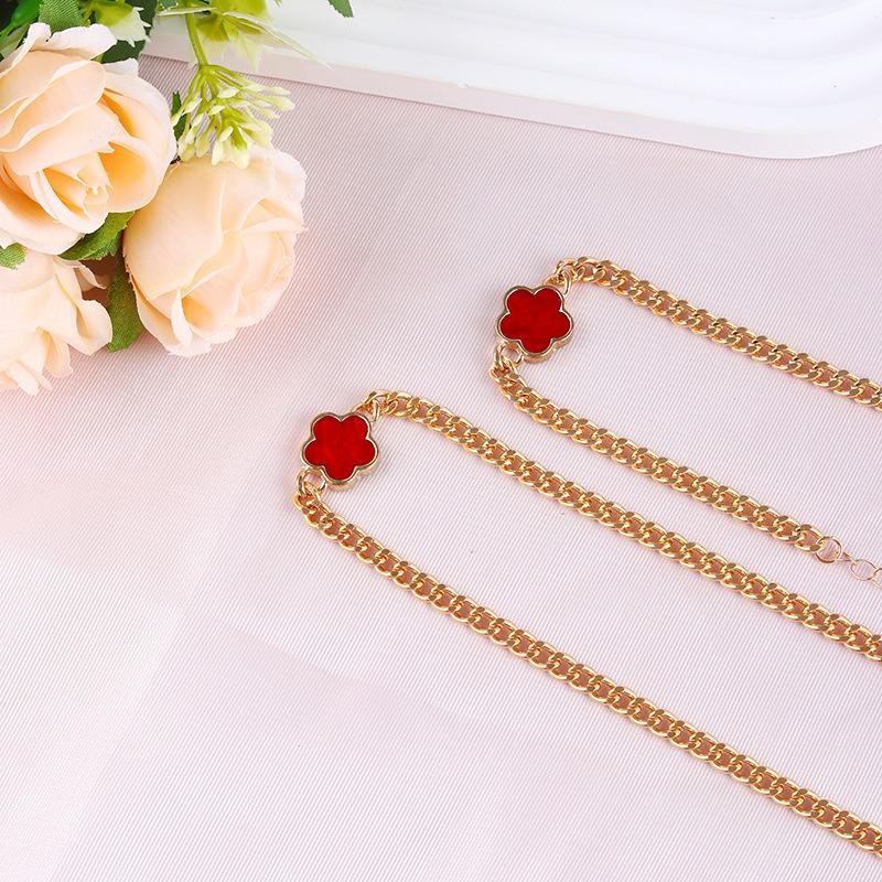 Classic Multi-color Lucky Clover Chain Jewelry Set, French Versatile Simple Set