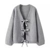 Araltay Fashion Style Women's Clothing French Style New Arrival Fashionable Sequins Bowknot Decoration Loose Knitting Sweater Cardigan