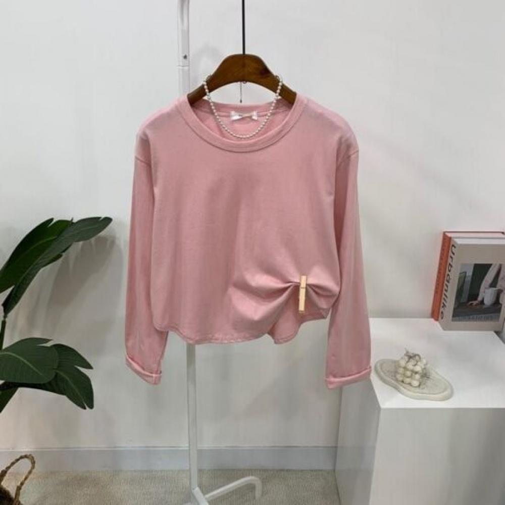 C S In The Room 1 + 1 Yoma Round Hem Crop Long Sleeve T ShirT 5 ColorS