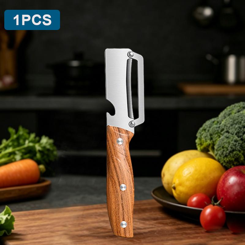 Stainless Steel Kitchen Peeler Green Onion Slicer 3-in-1 Multi-Functional Peeler for Fruits and Vegetables Bottle Opener Peeler